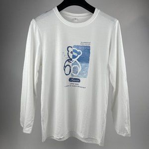 Graphic White Long-Sleeve T-Shirt with Artistic Print